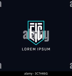 Monogram EC logo shield shape geometric style with simple creative initial logo design vector graphic Stock Vector