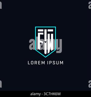 Monogram FW logo shield shape geometric style with simple creative initial logo design vector graphic Stock Vector