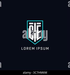 Monogram CE logo shield shape geometric style with simple creative initial logo design vector graphic Stock Vector