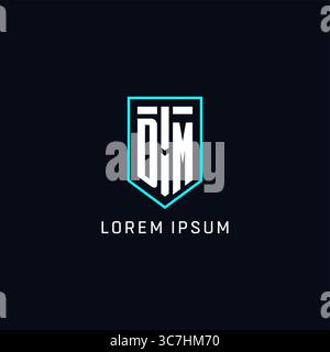Monogram DM logo shield shape geometric style with simple creative initial logo design vector graphic Stock Vector