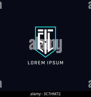 Monogram EL logo shield shape geometric style with simple creative initial logo design vector graphic Stock Vector