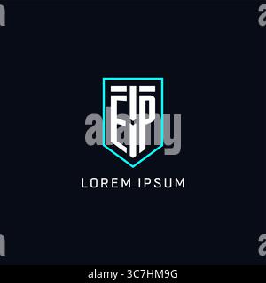 Monogram EP logo shield shape geometric style with simple creative initial logo design vector graphic Stock Vector