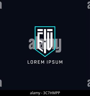 Monogram EV logo shield shape geometric style with simple creative initial logo design vector graphic Stock Vector