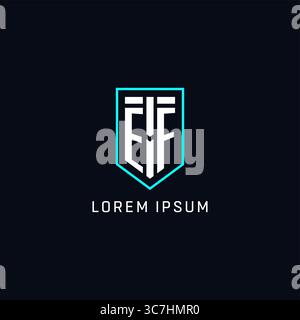 Monogram EF logo shield shape geometric style with simple creative initial logo design vector graphic Stock Vector