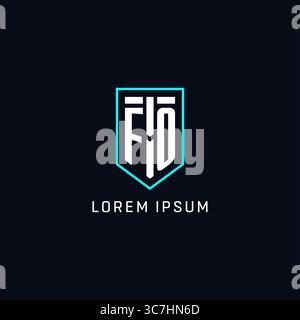 Monogram FO logo shield shape geometric style with simple creative initial logo design vector graphic Stock Vector