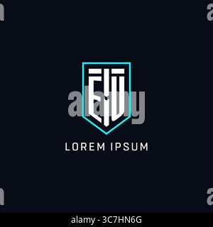 Monogram EU logo shield shape geometric style with simple creative initial logo design vector graphic Stock Vector