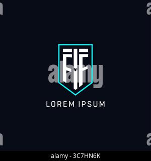 Monogram FF logo shield shape geometric style with simple creative initial logo design vector graphic Stock Vector