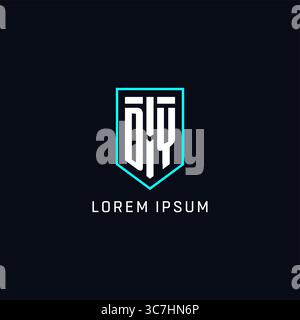 Monogram DY logo shield shape geometric style with simple creative initial logo design vector graphic Stock Vector