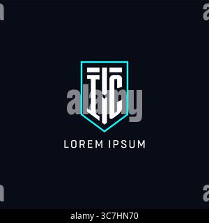Monogram IC logo shield shape geometric style with simple creative initial logo design vector graphic Stock Vector