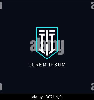Monogram II logo shield shape geometric style with simple creative initial logo design vector graphic Stock Vector