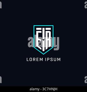 Monogram ER logo shield shape geometric style with simple creative initial logo design vector graphic Stock Vector