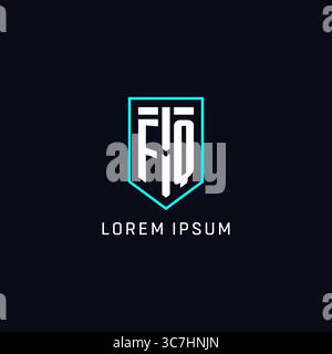 Monogram FQ logo shield shape geometric style with simple creative initial logo design vector graphic Stock Vector