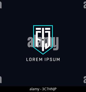 Monogram FJ logo shield shape geometric style with simple creative initial logo design vector graphic Stock Vector