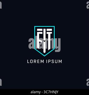 Monogram FT logo shield shape geometric style with simple creative initial logo design vector graphic Stock Vector
