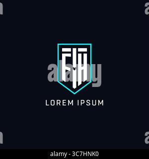 Monogram FH logo shield shape geometric style with simple creative initial logo design vector graphic Stock Vector