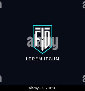 Monogram FD logo shield shape geometric style with simple creative initial logo design vector graphic Stock Vector