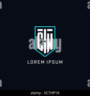 Monogram CW logo shield shape geometric style with simple creative initial logo design vector graphic Stock Vector