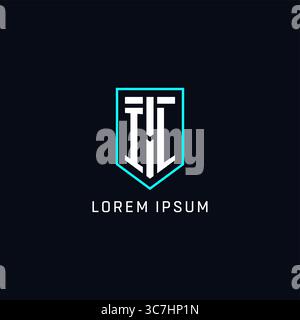 Monogram IL logo shield shape geometric style with simple creative initial logo design vector graphic Stock Vector