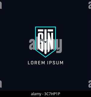 Monogram GN logo shield shape geometric style with simple creative initial logo design vector graphic Stock Vector