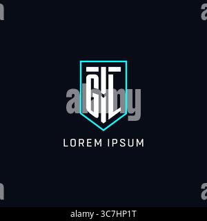 Monogram GL logo shield shape geometric style with simple creative initial logo design vector graphic Stock Vector