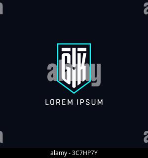 Monogram GK logo shield shape geometric style with simple creative initial logo design vector graphic Stock Vector