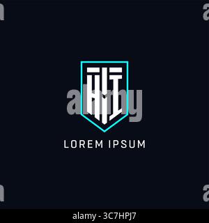 Monogram HI logo shield shape geometric style with simple creative initial logo design vector graphic Stock Vector