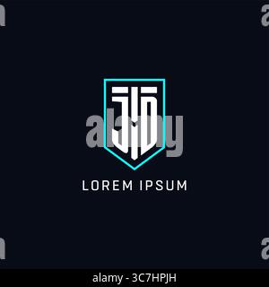 Monogram JD logo shield shape geometric style with simple creative initial logo design vector graphic Stock Vector