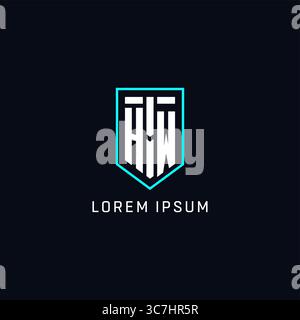 Monogram HW logo shield shape geometric style with simple creative initial logo design vector graphic Stock Vector