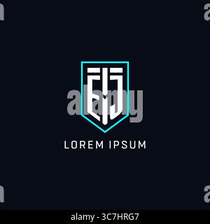 Monogram EJ logo shield shape geometric style with simple creative initial logo design vector graphic Stock Vector