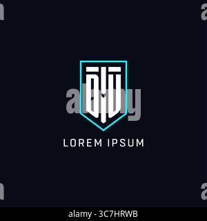 Monogram DU logo shield shape geometric style with simple creative initial logo design vector graphic Stock Vector