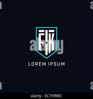 Monogram FK logo shield shape geometric style with simple creative initial logo design vector graphic Stock Vector
