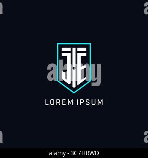 Monogram JE logo shield shape geometric style with simple creative initial logo design vector graphic Stock Vector