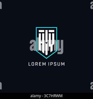 Monogram HY logo shield shape geometric style with simple creative initial logo design vector graphic Stock Vector