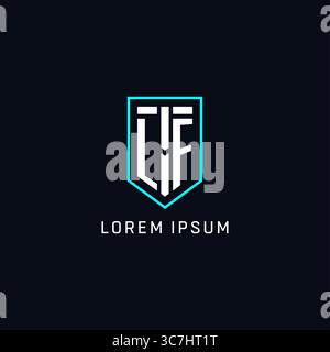 Monogram LF logo shield shape geometric style with simple creative initial logo design vector graphic Stock Vector