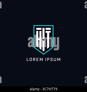 Monogram HT logo shield shape geometric style with simple creative initial logo design vector graphic Stock Vector