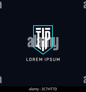 Monogram IP logo shield shape geometric style with simple creative initial logo design vector graphic Stock Vector