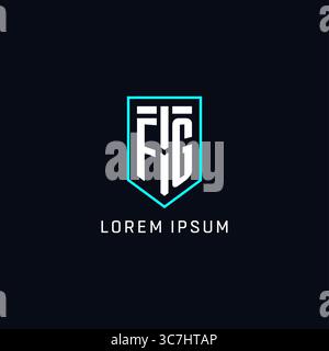 Monogram FG logo shield shape geometric style with simple creative initial logo design vector graphic Stock Vector