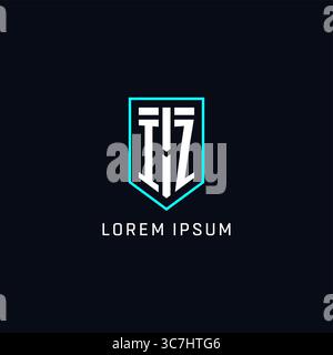 Monogram IZ logo shield shape geometric style with simple creative initial logo design vector graphic Stock Vector