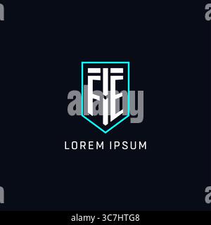 Monogram FE logo shield shape geometric style with simple creative initial logo design vector graphic Stock Vector