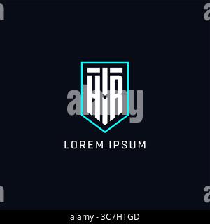 Monogram HR logo shield shape geometric style with simple creative initial logo design vector graphic Stock Vector
