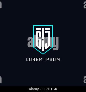 Monogram GJ logo shield shape geometric style with simple creative initial logo design vector graphic Stock Vector
