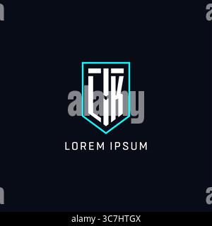 Monogram LK logo shield shape geometric style with simple creative initial logo design vector graphic Stock Vector