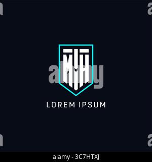 Monogram MH logo shield shape geometric style with simple creative initial logo design vector graphic Stock Vector