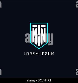 Monogram MN logo shield shape geometric style with simple creative initial logo design vector graphic Stock Vector