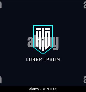 Monogram HD logo shield shape geometric style with simple creative initial logo design vector graphic Stock Vector