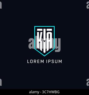 Monogram KA logo shield shape geometric style with simple creative initial logo design vector graphic Stock Vector