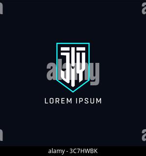 Monogram JY logo shield shape geometric style with simple creative initial logo design vector graphic Stock Vector