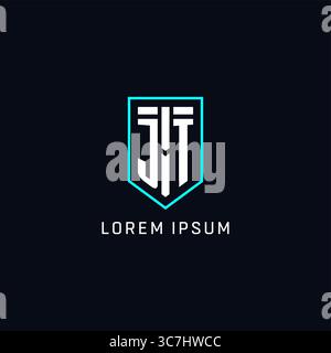 Monogram JT logo shield shape geometric style with simple creative initial logo design vector graphic Stock Vector