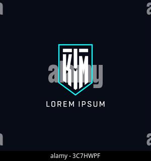 Monogram KM logo shield shape geometric style with simple creative initial logo design vector graphic Stock Vector