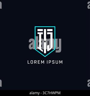 Monogram IJ logo shield shape geometric style with simple creative initial logo design vector graphic Stock Vector